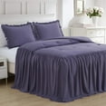 thumbnail image 1 of Chezmoi Collection Sinclair 3-Piece Ruffle Skirt Bedspread Set, Soft Lightweight French Country Chic Farmhouse Crinkle Texture Microfiber Bedding, King, Dusty Purple, 1 of 9