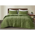 thumbnail image 1 of Chezmoi Collection Skye 3-Piece 100% Cotton Muslin Thin Comforter Set King, Olive Green Reversible Soft Washed Cotton Gauze Breathable Lightweight Summer Blanket, 1 of 9