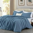 thumbnail image 1 of Chezmoi Collection Solid Blue 100% Washed Cotton Duvet Cover Set Queen Size, 3-Piece Luxury Soft Breathable Smooth Cooling Comforter Cover with Button Closure, 1 of 9