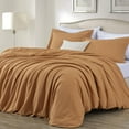 thumbnail image 1 of Chezmoi Collection Solid Caramel 100% Washed Cotton Duvet Cover Set Queen Size, 3-Piece Luxury Soft Breathable Smooth Cooling Comforter Cover with Button Closure, 1 of 9