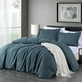 thumbnail image 1 of Chezmoi Collection Solid China Blue 100% Cotton Duvet Cover Set Queen Size, 3-Piece Luxury Soft Breathable Smooth Cooling 250TC Cotton Twill Comforter Cover with Button Closure, 1 of 9
