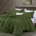 thumbnail image 1 of Chezmoi Collection Solid Loden Green 100% Washed Cotton Duvet Cover Set King Size, 3-Piece Luxury Soft Breathable Smooth Cooling Comforter Cover with Button Closure, 1 of 9