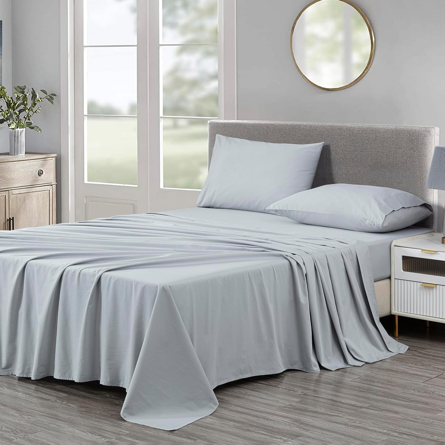Chezmoi Collection Solid Silver Gray 250TC 100 Cotton Twill Bed Sheet