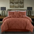 thumbnail image 1 of Chezmoi Collection Sydney 7-Piece Pinch Pleat Comforter Set, Lightweight Pintuck Bedding for All Season, Queen, Terracotta, 1 of 9