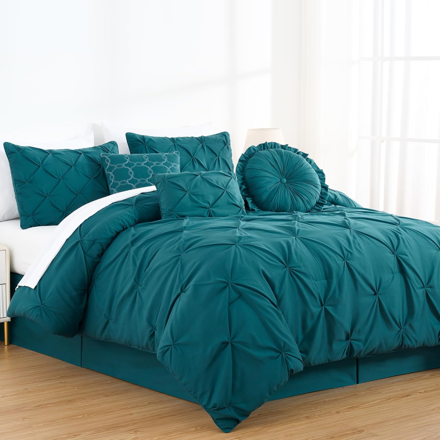 3 piece embossed comforter set king teal