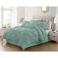 thumbnail image 1 of Chezmoi Collection Sydney 7-Piece Pinch Pleat Comforter Set, Lightweight Pintuck Bedding for All Season, Full, Seafoam Green, 1 of 7
