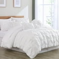 thumbnail image 1 of Chezmoi Collection Sydney 7-Piece Pinch Pleat Comforter Set, Lightweight Pintuck Bedding for All Season, Full, White, 1 of 9