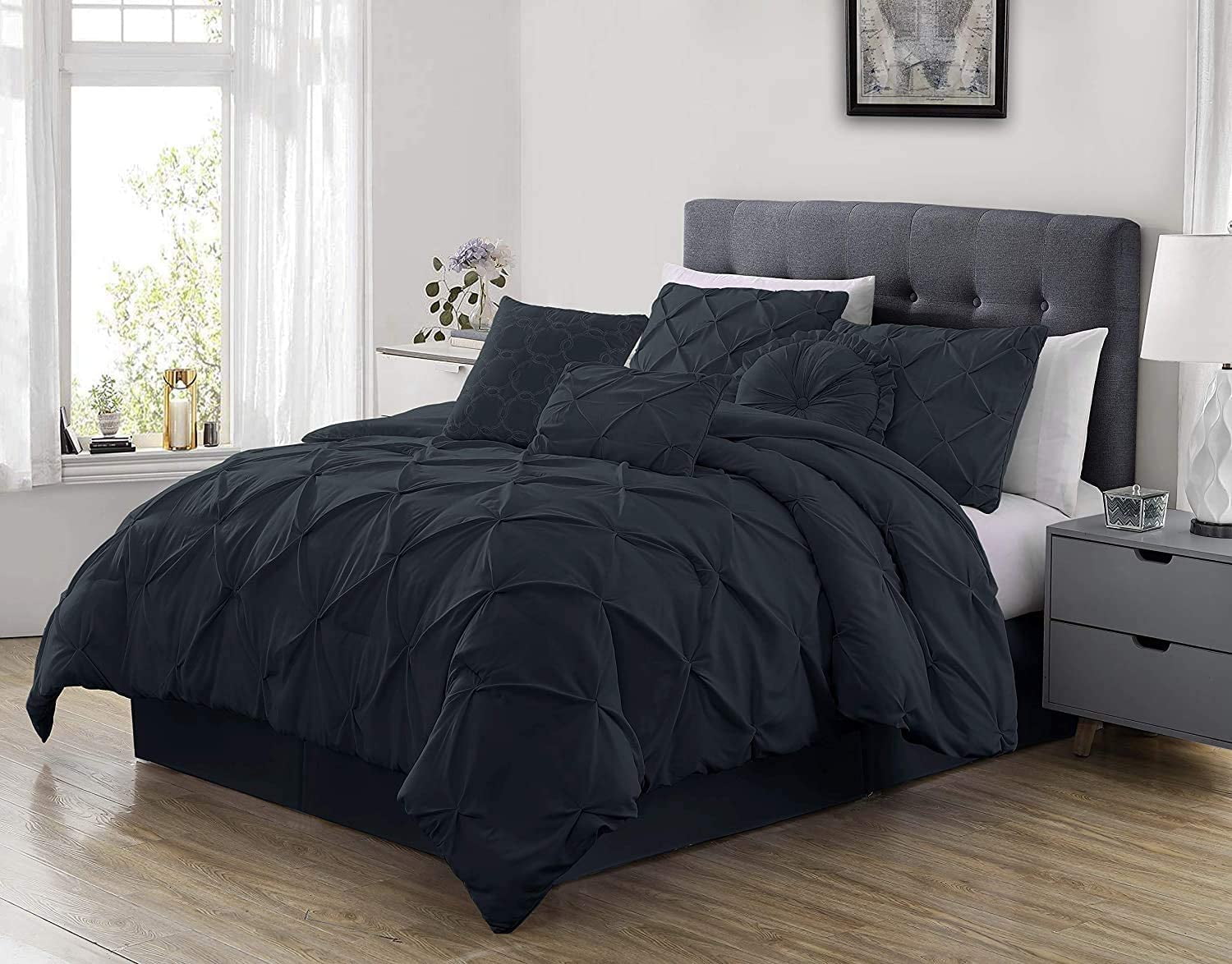 Chezmoi Collection Austin - Set copriletto in microfibra, 3 pezzi, per letto king size, colore: grigio