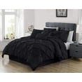 thumbnail image 1 of Chezmoi Collection Sydney 7-Piece Pinch Pleat Comforter Set, Lightweight Pintuck Bedding for All Season, Queen, Black, 1 of 6