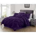 thumbnail image 1 of Chezmoi Collection Sydney 7-Piece Pintuck Comforter Set, Queen, Purple, 1 of 7