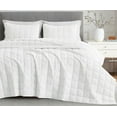 thumbnail image 1 of Chezmoi Collection Tencel Modal Blend Quilt Set King Size, White, Lightweight Soft Bedspread Detailed Square Stitched Quilt for All Seasons, 3-Piece, 1 of 9