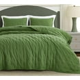 thumbnail image 1 of Chezmoi Collection Tencel Modal Blend Quilt Set Queen Size, Forest Green, Lightweight Soft Bedspread Crescent Stitched Quilt for All Seasons, 3-Piece, 1 of 9