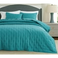 thumbnail image 1 of Chezmoi Collection Tencel Modal Blend Quilt Set Queen Size, Teal, Lightweight Soft Bedspread Crescent Stitched Quilt for All Seasons, 3-Piece, 1 of 9