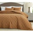 thumbnail image 1 of Chezmoi Collection Tencel Modal Blend Quilt Set Queen Size, Terracotta , Lightweight Soft Bedspread Crescent Stitched Quilt for All Seasons, 3-Piece, 1 of 9