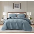 thumbnail image 1 of Chezmoi Collection Teo 3-Piece Dusty Blue Queen Size Quilt Set - Diamond Stitched Lightweight Microfiber Bedspread Set Bedspread Set for All Seasons, 1 of 9