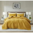 thumbnail image 1 of Chezmoi Collection Teo 3-Piece Mustard Yellow Queen Size Quilt Set - Diamond Stitched Lightweight Microfiber Bedspread Set Bedspread Set for All Seasons, 1 of 9
