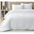 thumbnail image 1 of Chezmoi Collection Teo 3-Piece White King Size Quilt Set - Diamond Stitched Lightweight Microfiber Bedspread Set Bedspread Set for All Seasons, 1 of 9