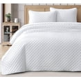 thumbnail image 1 of Chezmoi Collection Teo 3-Piece White Queen Size Quilt Set - Diamond Stitch Stone-Washed Super Soft Microfiber Lightweight Quilted Bedspread Coverlet Set for All Seasons, 1 of 11