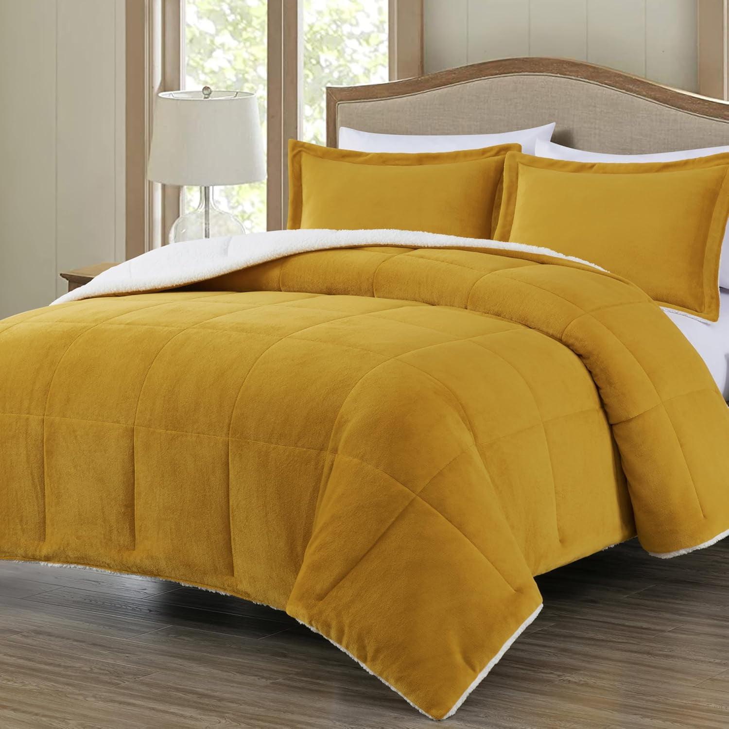 Chezmoi Collection UltraSoft Micromink Sherpa King Size Comforter Set