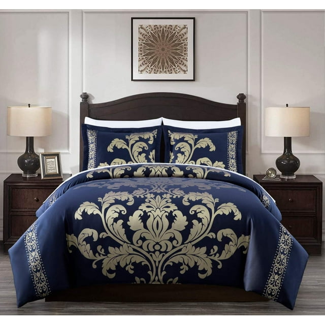 Chezmoi Collection Caesar 7-Piece Queen Jacquard Bed In A