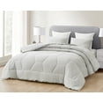thumbnail image 1 of Chezmoi Collection Vero Light Gray Comforter Set King Size 3-Piece Fluffy Soft Lightweight Bedding Honeycomb Geometric Stone-Washed Microfiber Comforter Set for All Season, 1 of 9