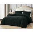 thumbnail image 1 of Chezmoi Collection Vero Black Comforter Set Full Size 3-Piece Fluffy Soft Lightweight Bedding Honeycomb Geometric Stone-Washed Microfiber Comforter Set for All Season, 1 of 8