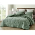 thumbnail image 1 of Chezmoi Collection Vero Sage Green Comforter Set Full Size 3-Piece Fluffy Soft Lightweight Bedding Honeycomb Geometric Stone-Washed Microfiber Comforter Set for All Season, 1 of 8