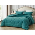 thumbnail image 1 of Chezmoi Collection Vero Teal Comforter Set Queen Size 3-Piece Fluffy Soft Lightweight Bedding Honeycomb Geometric Stone-Washed Microfiber Comforter Set for All Season, 1 of 8