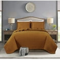 thumbnail image 1 of Chezmoi Collection Vert 3-Piece 100% Cotton Quilt Set King Size, Spice, Modern Basketweave Stitched Quilt Lightweight Washed Cotton Bedspread for All Season, 1 of 9