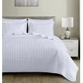 thumbnail image 1 of Chezmoi Collection Vert 3-Piece 100% Cotton Quilt Set Queen Size, White, Modern Basketweave Stitched Quilt Lightweight Washed Cotton Bedspread for All Season, 1 of 9