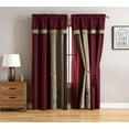thumbnail image 1 of Chezmoi Collection Vienna 4-Piece Burgundy/Brown Floral Embroidered Window Curtain Set, 1 of 4