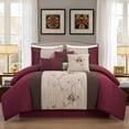 thumbnail image 1 of Chezmoi Collection Vienna 7-Piece Embroidered Floral Comforter Set, 1 of 9
