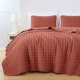 thumbnail image 1 of Chezmoi Collection Wilmer 3-Piece Waffle Quilt Set King Size, Terracotta, Soft and Cozy Waffle Weave Textured Lightweight Bedspread for All Season Quilt (110x98in) + 2 King Pillow Shams, 1 of 9