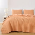 thumbnail image 1 of Chezmoi Collection Wilmer 3-Piece Waffle Quilt Set King Size, Toffee Brown, Soft and Cozy Waffle Weave Textured Lightweight Bedspread for All Season Quilt (110x98in) + 2 King Pillow Shams, 1 of 9