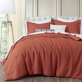 thumbnail image 1 of Chezmoi Collection Wilmer Waffle Weave Comforter Set, Soft and Cozy Lightweight Bedding Set, King, Terracotta, 3-Piece, 1 of 11