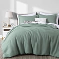 thumbnail image 1 of Chezmoi Collection Wilmer Waffle Weave Comforter Set, Soft and Cozy Lightweight Bedding Set, Oversized King, Sage Green, 3-Piece, 1 of 11