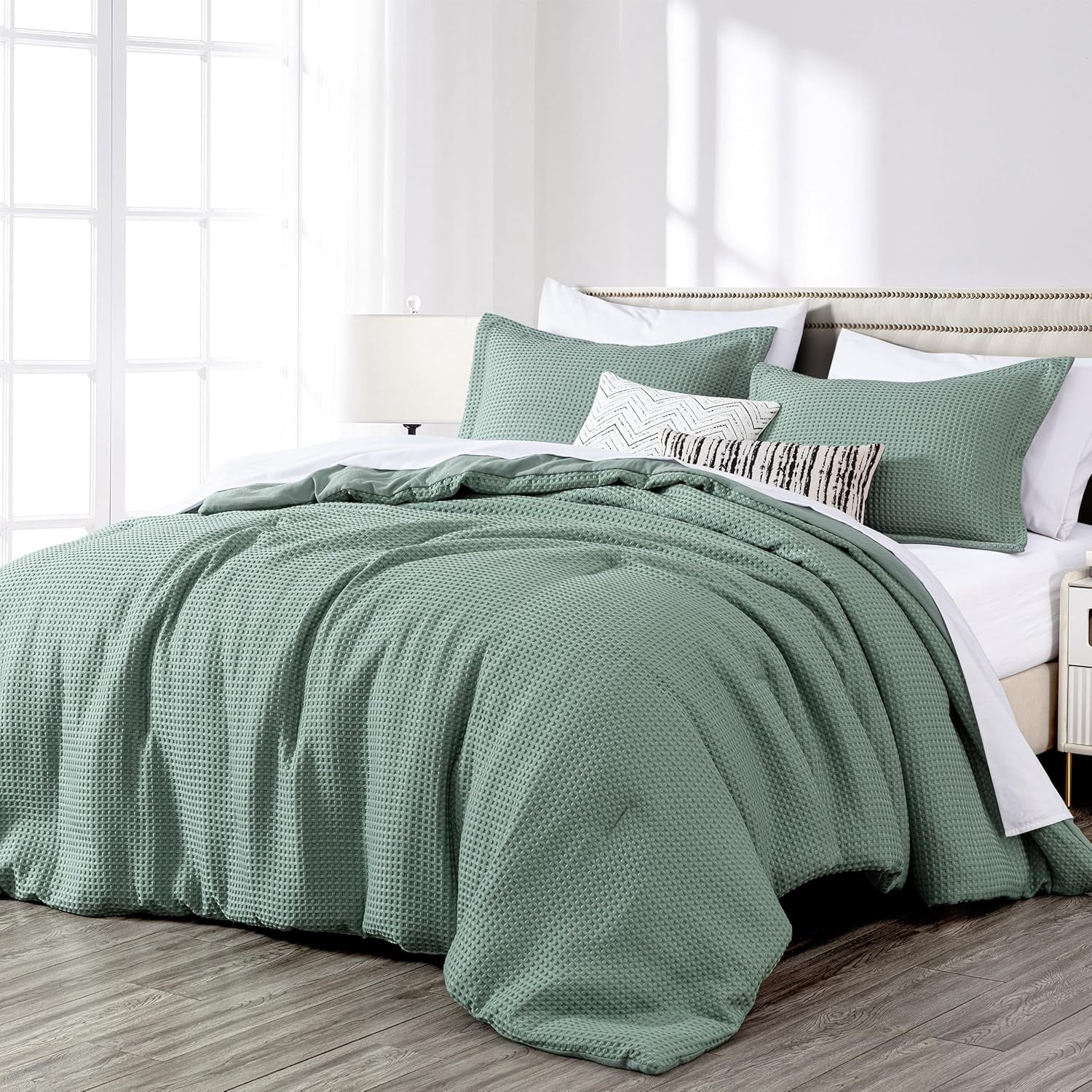 Chezmoi Collection Wilmer 3-Piece Waffle Weave Comforter Set
