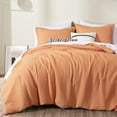 thumbnail image 1 of Chezmoi Collection Wilmer Waffle Weave Comforter Set, Soft and Cozy Lightweight Bedding Set, Oversized Queen, Toffee Brown, 3-Piece, 1 of 11