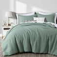 thumbnail image 1 of Chezmoi Collection Wilmer Waffle Weave Comforter Set, Soft and Cozy Lightweight Bedding Set, Queen, Sage Green, 3-Piece, 1 of 11