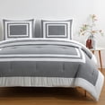 thumbnail image 1 of Chezmoi Collection Wyatt 7-Piece King Bed in a Bag Comforter Set with Sheets Hotel Style Gray/White Square Pattern Bedding Set, 1 of 9