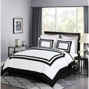 Chezmoi Collection Wyatt 7-Piece King Bed in a Bag Comforter Set with Sheets Hotel Style White/Black Square Pattern Bedding Set