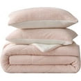 thumbnail image 1 of Chezmoi Collection Wynne 3-Piece Honeycomb Double Sided Sherpa Comforter Set Full,  Reversible Blush White Sherpa Bedding Set Full Size, 1 of 8