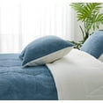 thumbnail image 1 of Chezmoi Collection Wynne 3-Piece Honeycomb Double Sided Sherpa Comforter Set, Reversible Blue White Sherpa Comforter Queen Size with Shams, 1 of 8