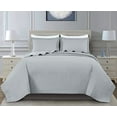 thumbnail image 1 of Chezmoi Collection Yuma 3-Piece 100% Cotton Quilt Set King Size, Light Gray, Modern Geometric Rectangle Stitched Quilt Washed Cotton Bedspread Set for All Season, 1 of 9