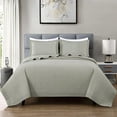 thumbnail image 1 of Chezmoi Collection Yuma 3-Piece 100% Cotton Quilt Set King Size, Natural, Modern Geometric Rectangle Stitched Quilt Washed Cotton Bedspread Set for All Season, 1 of 9