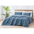 thumbnail image 1 of Chezmoi Collection Zane 2-Piece Sherpa Comforter Set, Triangle Quilting Reversible Washed Microfiber Bedding, Twin, Blue, 1 of 9