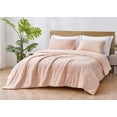 thumbnail image 1 of Chezmoi Collection Zane 3-Piece Sherpa Comforter Set, Triangle Quilting Reversible Washed Microfiber Bedding, Full, Blush, 1 of 9