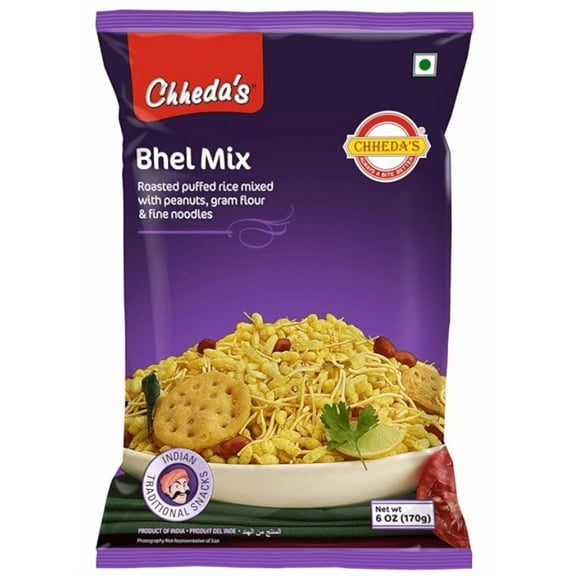 Chheda's Bhel Mix - Roased Puffed Rice, Peanuts, Besan Sev - Sev Kurmura - Ready to Eat Mixture - Indian Snack 170g (Pack of 1)