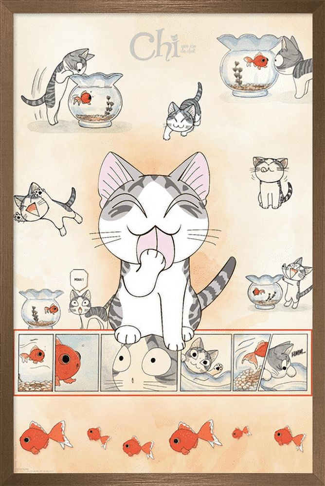 Chi Cat Wall Poster, 22.375" x 34", Framed