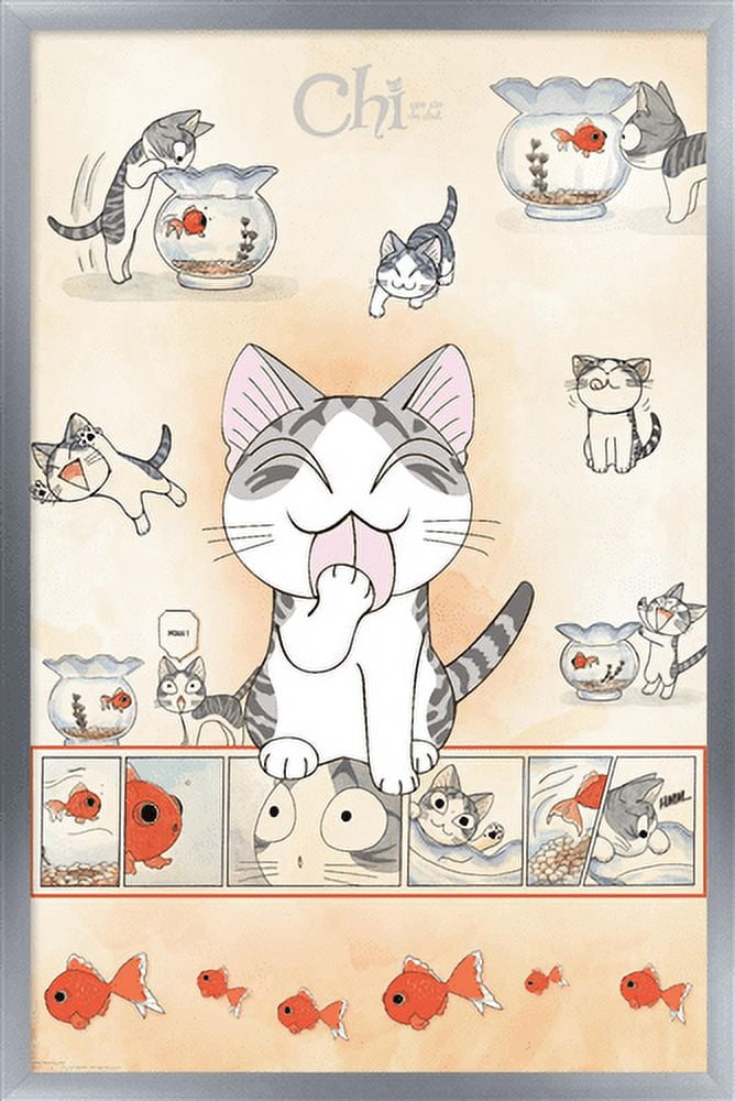 Chi Cat Wall Poster, 22.375" x 34", Framed